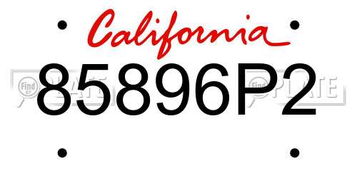 85896P2 California License Plate