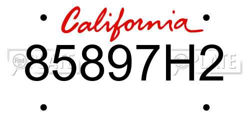85897H2 California License Plate