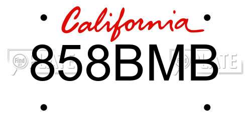 858BMB California License Plate