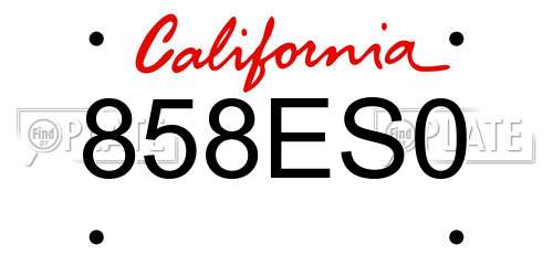858ES0 California License Plate