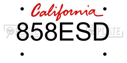 858ESD California License Plate