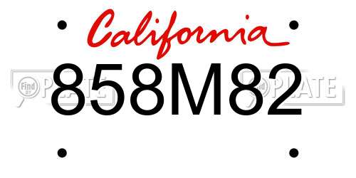 858M82 California License Plate