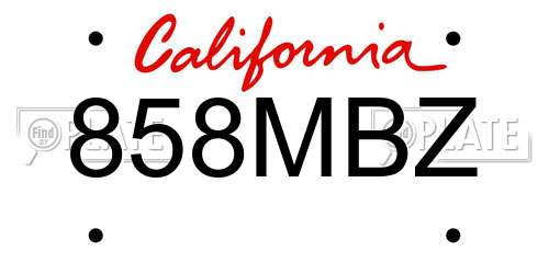858MBZ California License Plate