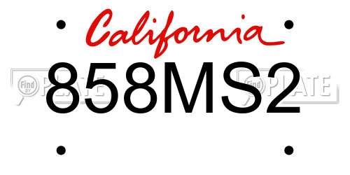 858MS2 California License Plate