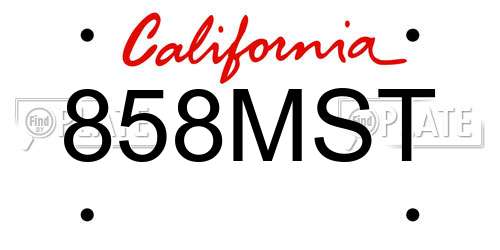 858MST California License Plate