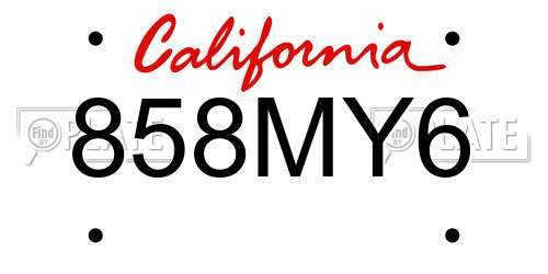 858MY6 California License Plate