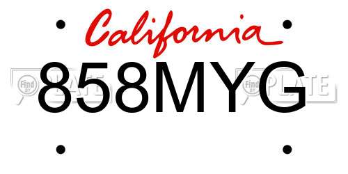 858MYG California License Plate
