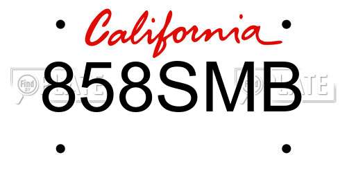 858SMB California License Plate