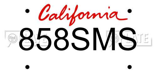 858SMS California License Plate