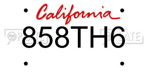 858TH6 California License Plate