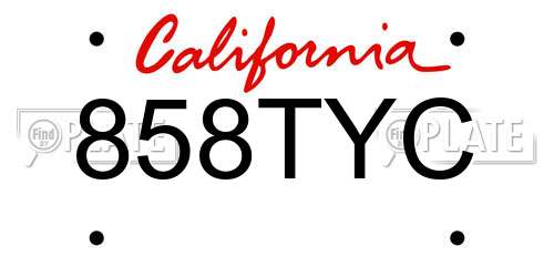 858TYC California License Plate