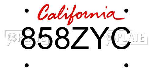 858ZYC California License Plate