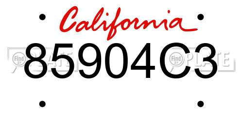 85904C3 California License Plate