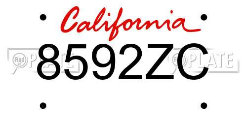 8592ZC California License Plate