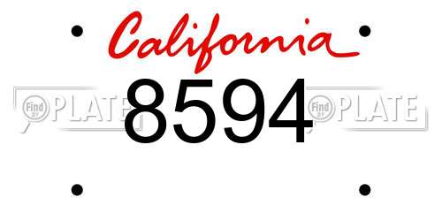 8594 California License Plate