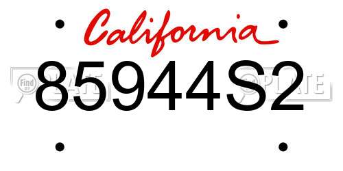 85944S2 California License Plate