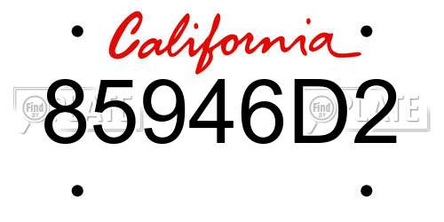 85946D2 California License Plate