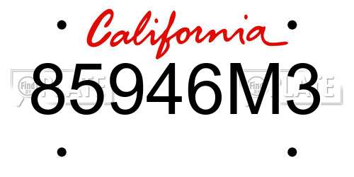 85946M3 California License Plate