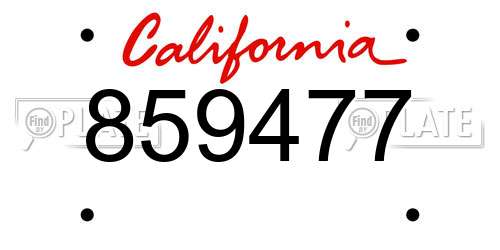 859477 California License Plate