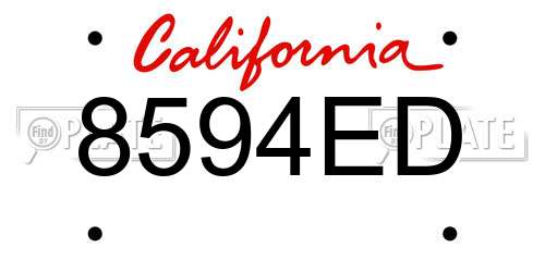 8594ED California License Plate