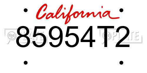 85954T2 California License Plate