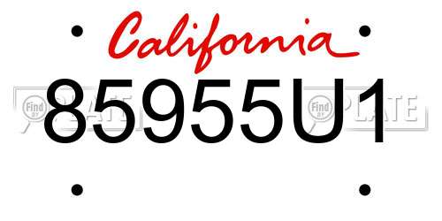 85955U1 California License Plate