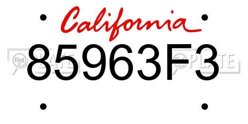 85963F3 California License Plate