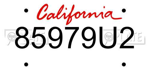 85979U2 California License Plate