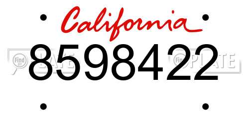 8598422 California License Plate