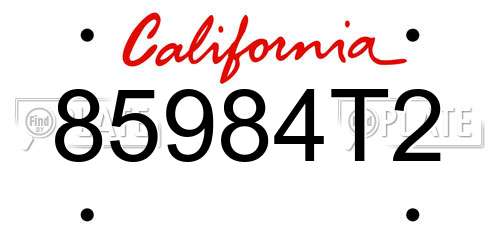 85984T2 California License Plate