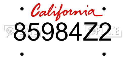 85984Z2 California License Plate