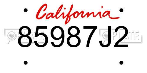 85987J2 California License Plate