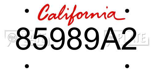 85989A2 California License Plate