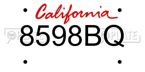8598BQ California License Plate