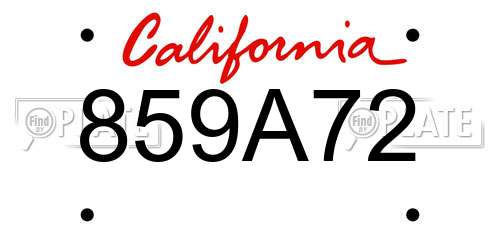 859A72 California License Plate