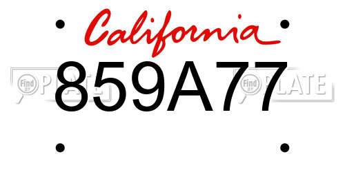 859A77 California License Plate