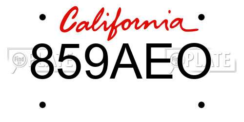 859AEO California License Plate