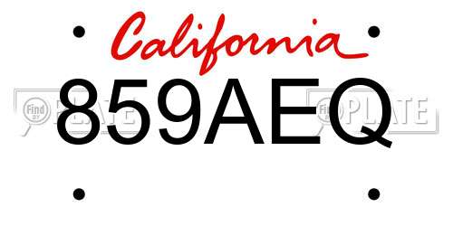 859AEQ California License Plate