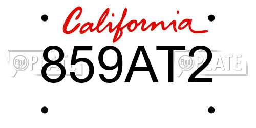 859AT2 California License Plate