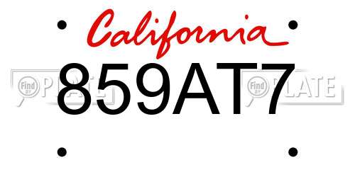 859AT7 California License Plate