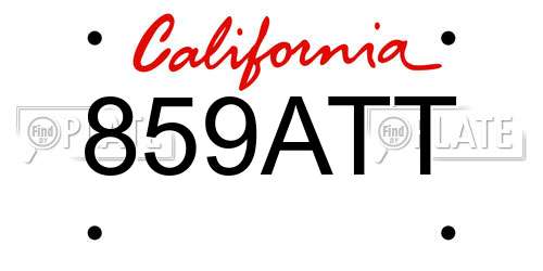 859ATT California License Plate