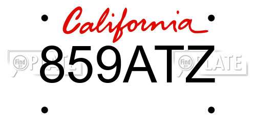 859ATZ California License Plate