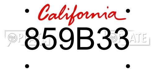 859B33 California License Plate