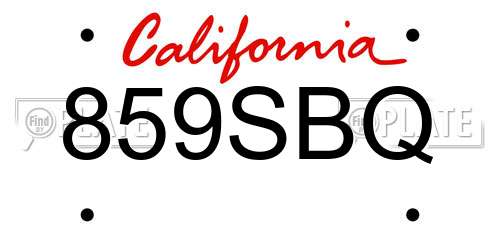 859SBQ California License Plate