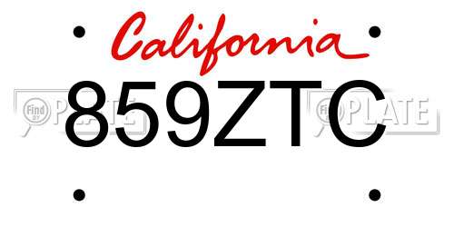 859ZTC California License Plate