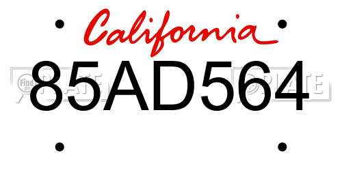 85AD564 California License Plate