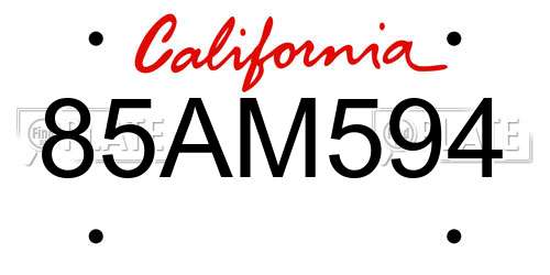 85AM594 California License Plate