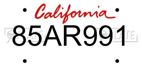 85AR991 California License Plate