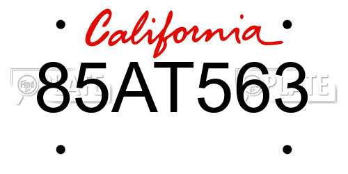 85AT563 California License Plate