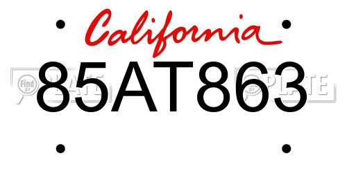 85AT863 California License Plate
